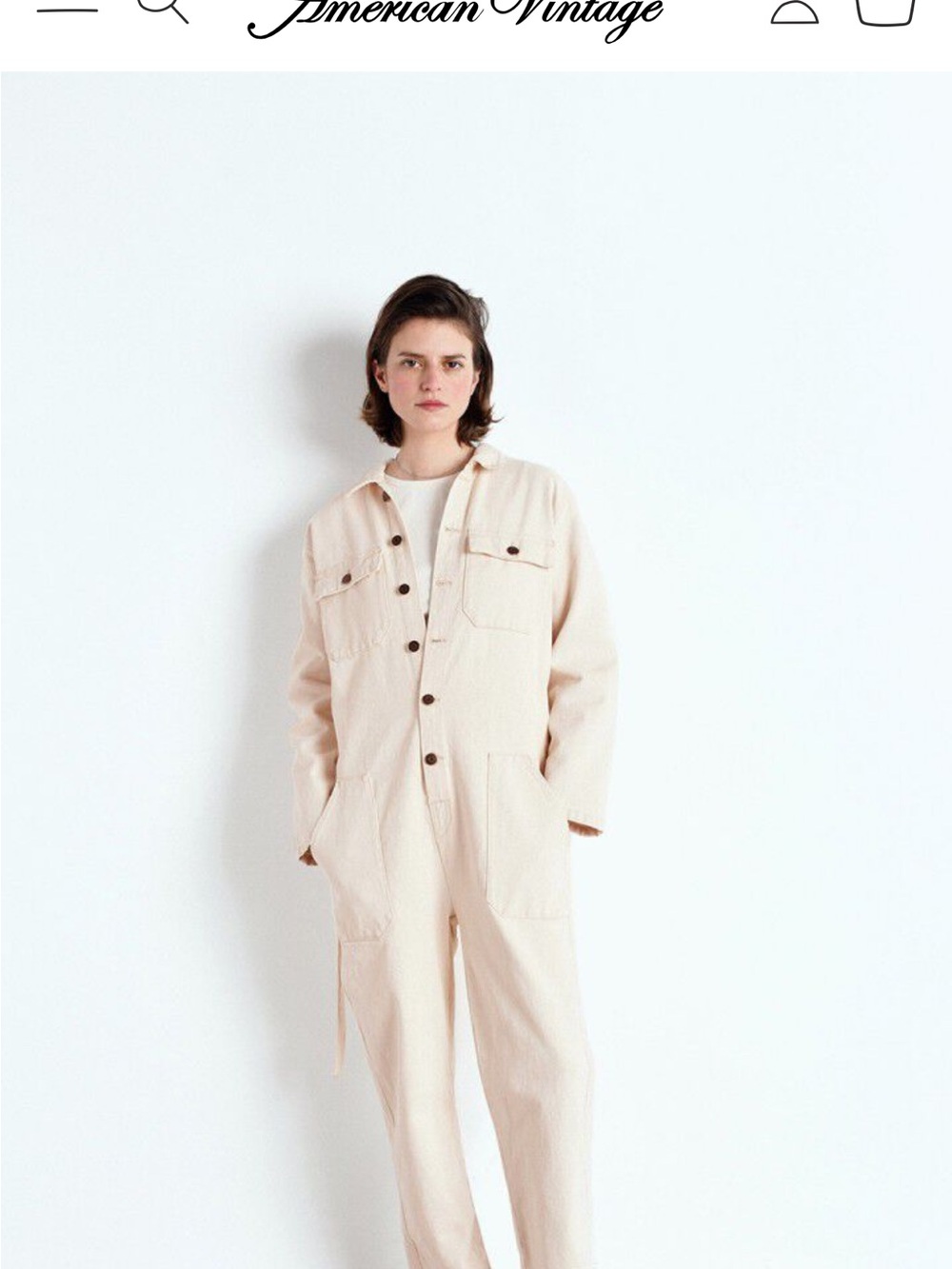 American Vintage Soft Cream Utility Jumpsuit